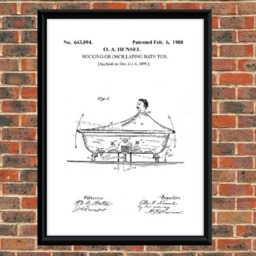 Vintage Rocking Bathtub Patent Art Print, Bathroom Decor - A4 - thumbnail 2