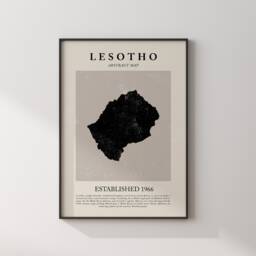 Lesotho Map Vintage Abstract Wall Art Print Picasso + Matisse Inspired Travel Poster - thumbnail 3