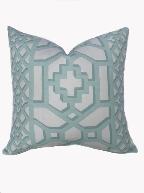 Schumacher Zanzibar Trellis Mint Cushion Cover Pillow Double Sided - image 1