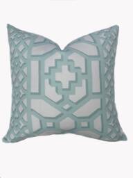 Schumacher Zanzibar Trellis Mint Cushion Cover Pillow Double Sided - thumbnail 1