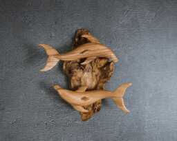 Hanging Wooden Dolphin Sculpture Nautical Wall Decor 7.5 - thumbnail 1