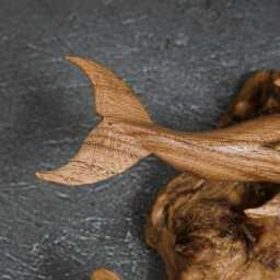 Hanging Wooden Dolphin Sculpture Nautical Wall Decor 7.5 - thumbnail 4
