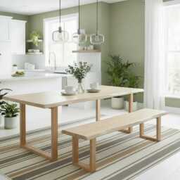 Solid Oak Dining Table & Bench Set - thumbnail 1