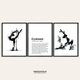 Gymnast Definition Print Set - 3 Gymnastics Posters - Watercolour Art Painting Girls Room Decor Gymnastic Gifts Bedroom Wall - thumbnail 1