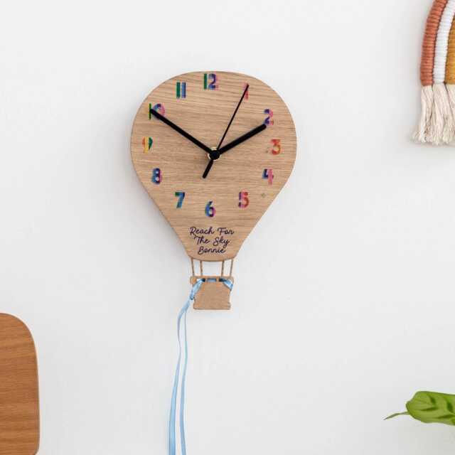 Children's Hot Air Balloon Personalised Rainbow Clock - image 1