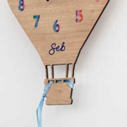 Children's Hot Air Balloon Personalised Rainbow Clock - thumbnail 2