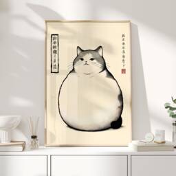 Matsumoto Hoji Cat Print, Poster, Japanese Vintage Wall Art, Woodblock - thumbnail 1