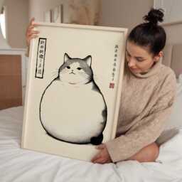 Matsumoto Hoji Cat Print, Poster, Japanese Vintage Wall Art, Woodblock - thumbnail 2