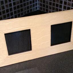 Cream Leather Photo Frame With Mock Croc Pattern - thumbnail 2