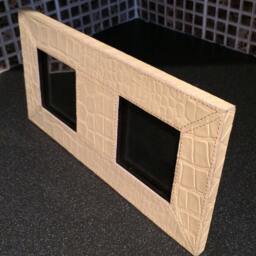Cream Leather Photo Frame With Mock Croc Pattern - thumbnail 3