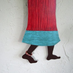 African Metal Wall Art Market Lady Sculpture, Recycled Decor - thumbnail 3
