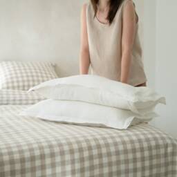 Oxford Pillow Shams Set, 2 Linen Cases, Flange Pillowcases, Custom Bedding