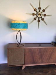 Mid Century Vintage Style 3 Tier Fiberglass Lamp Shade Atomic 18x11 Turquoise/Yellow