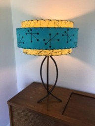 Mid Century Vintage Style 3 Tier Fiberglass Lamp Shade Atomic 18x11 Turquoise/Yellow - thumbnail 2