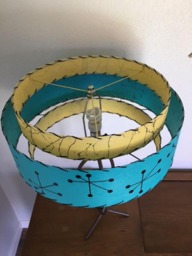 Mid Century Vintage Style 3 Tier Fiberglass Lamp Shade Atomic 18x11 Turquoise/Yellow - thumbnail 3