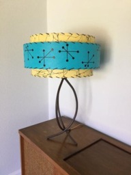 Mid Century Vintage Style 3 Tier Fiberglass Lamp Shade Atomic 18x11 Turquoise/Yellow - thumbnail 4