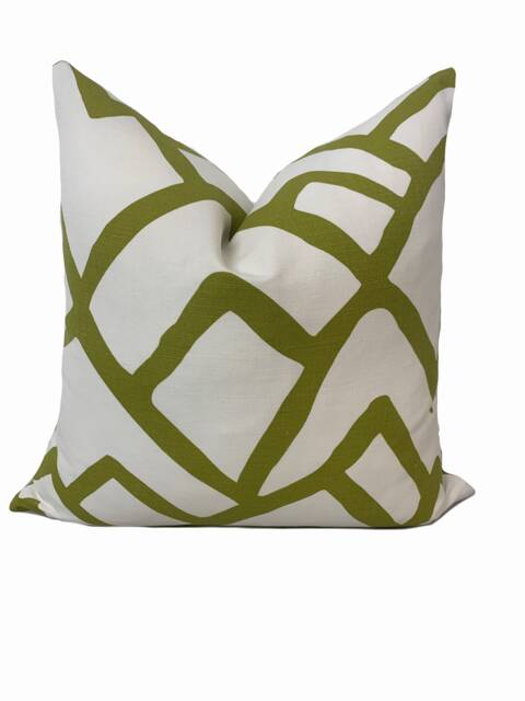 Schumacher Zimba Exuberant Prints Collection Soft Chartreuse Cushion Cover Pillow Double Sided - image 1