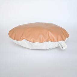 Designer Decorative Round Leather Tan Scatter Cushion/Pillow Cover - thumbnail 3