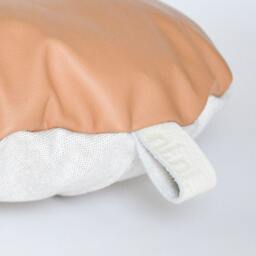 Designer Decorative Round Leather Tan Scatter Cushion/Pillow Cover - thumbnail 2