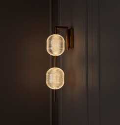 Transparent Acrylic Wall Sconce - Brushed Brass Metal Finish, Led Lighting