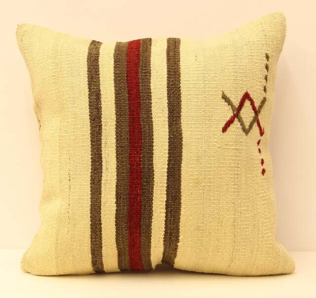 Handmade Vintage Kilim Pillow Cover, Rustic Boho Throw - 18x18 - image 1
