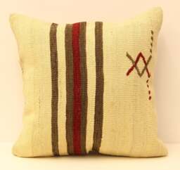Handmade Vintage Kilim Pillow Cover, Rustic Boho Throw - 18x18 - thumbnail 1