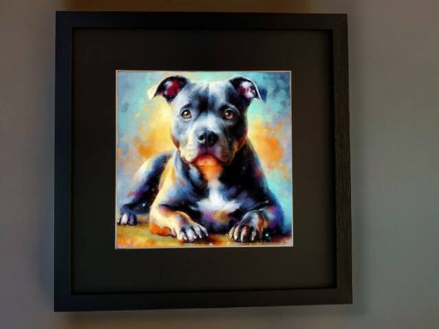 Dog Wall Art Print, Room Decor - Zeus The Staffordshire Bull Terrier Scottish Highlands