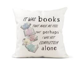 Inspirational Quote Cream Canvas Cushion, Scatter Home Decor, Friend Gift, Book Quote, Worm, Lover, Reading Gift - thumbnail 1