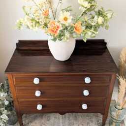 Edwardian Style Vintage, Solid Mahogany Chest Of 3 Drawers - thumbnail 2