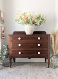 Edwardian Style Vintage, Solid Mahogany Chest Of 3 Drawers