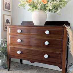 Edwardian Style Vintage, Solid Mahogany Chest Of 3 Drawers - thumbnail 3