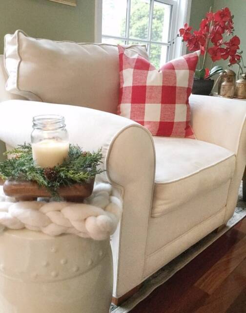 Christmas Pillow Cover, Red Farmhouse Decor, Check Pillow, All Sizes - image 1