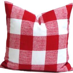 Christmas Pillow Cover, Red Farmhouse Decor, Check Pillow, All Sizes - thumbnail 2