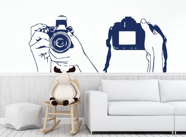 Photo Wall Decals Camera Vinyl Stickers Hand in Hands Decal Studio Decor Bedroom Art Window Chu1352 - image 1