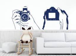 Photo Wall Decals Camera Vinyl Stickers Hand in Hands Decal Studio Decor Bedroom Art Window Chu1352 - thumbnail 1