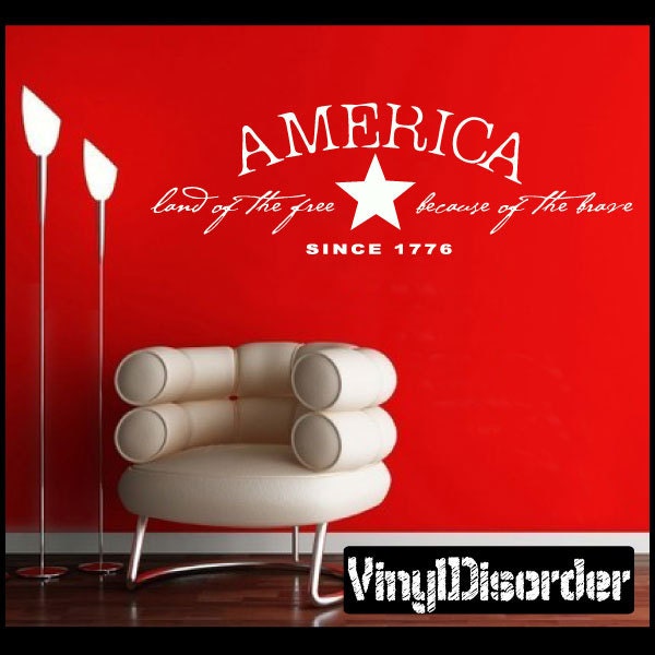 America Land Of The Free Home Brave Since 1776 - Vinyl Wall Decal Quotes Sticker Pa002Americapet - image 1