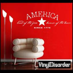 America Land Of The Free Home Brave Since 1776 - Vinyl Wall Decal Quotes Sticker Pa002Americapet - thumbnail 1