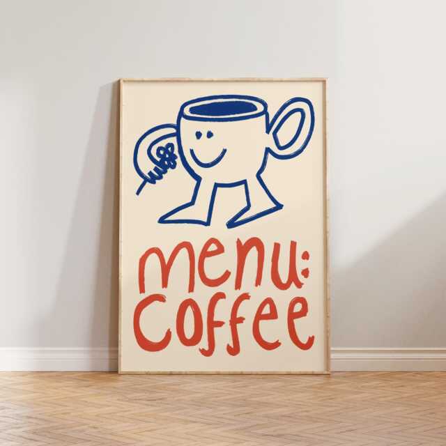 Kitchen Wall Art, Coffee Print Prints, Illustration Menu Cafe Decor, Hand Drawn Doodle - image 1