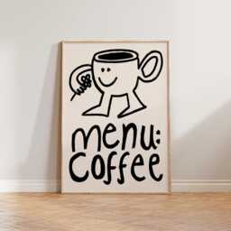 Kitchen Wall Art, Coffee Print Prints, Illustration Menu Cafe Decor, Hand Drawn Doodle - thumbnail 2