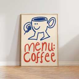 Kitchen Wall Art, Coffee Print Prints, Illustration Menu Cafe Decor, Hand Drawn Doodle - thumbnail 1