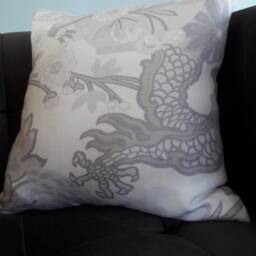 Limestone Soft Gray Schumacher Chiang Mai Dragon Pillow Cover - thumbnail 1
