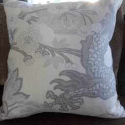 Limestone Soft Gray Schumacher Chiang Mai Dragon Pillow Cover - thumbnail 2