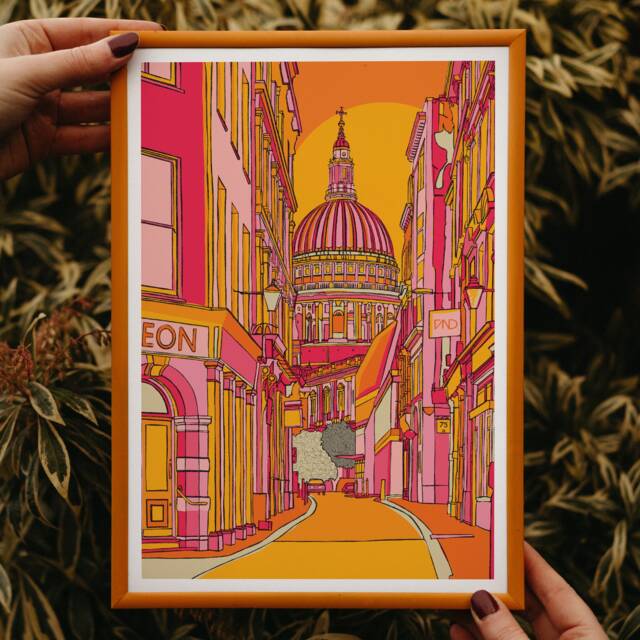 st Paul's Cathedral Art Print London Sunset Illustration - image 1