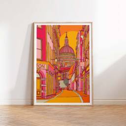 st Paul's Cathedral Art Print London Sunset Illustration - thumbnail 2