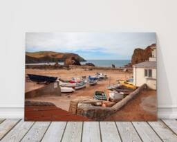 Hope Cove Sailing Boats Canvas Print Devon Coastal Wall Art Nautical Beach Decor UK Landscape Gift - thumbnail 1