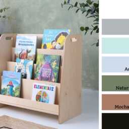 Original Modular Montessori Shelf Made From Certified Wood, Front Facing Bookstorage, Backside Storage - thumbnail 4