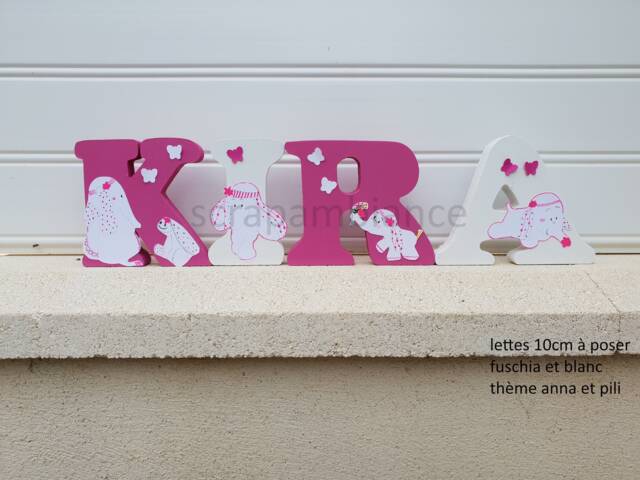 Wooden First Name Letter, Baby Personalized Name, To Put, Letter Anna & Pili Theme Birth Gift - image 1