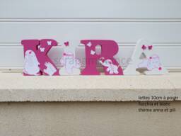 Wooden First Name Letter, Baby Personalized Name, To Put, Letter Anna & Pili Theme Birth Gift - thumbnail 1