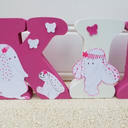 Wooden First Name Letter, Baby Personalized Name, To Put, Letter Anna & Pili Theme Birth Gift - thumbnail 3
