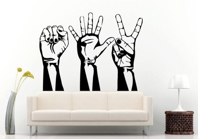 Hand Game Rock Paper Scissors Hands Wall Decal Vinyl Sticker Mural Room Decor L1077 - image 1